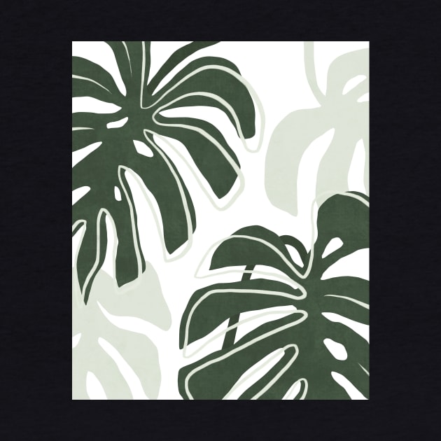 Green Monstera leaves pattern by VectoryBelle